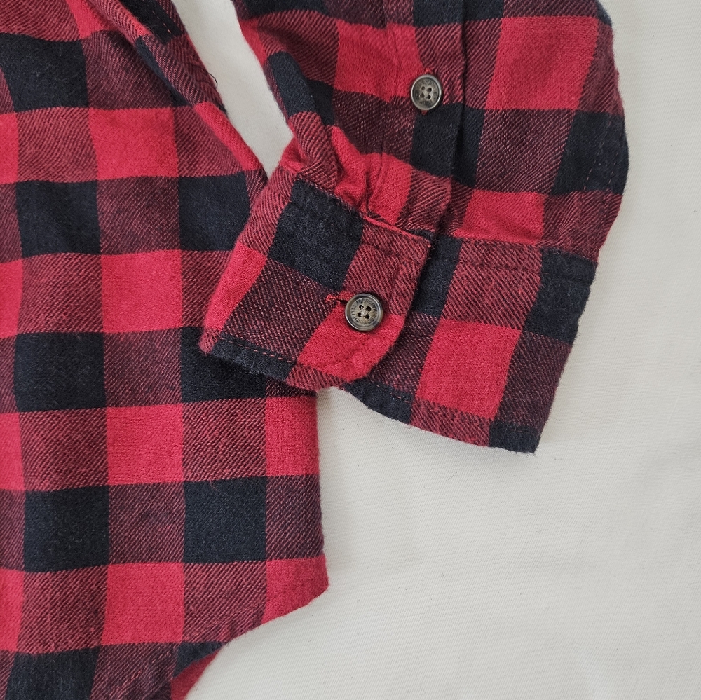 Abercrombie & Fitch Buffalo Plaid Flannel Shirt Red Black Relaxed Fit Small - Picture 5 of 10